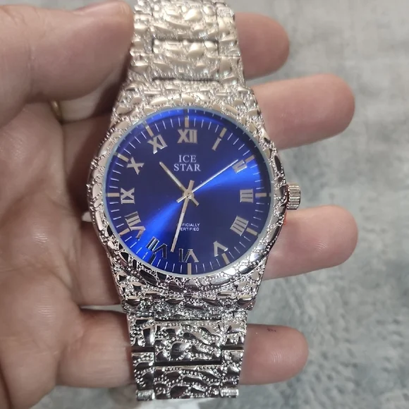 Silver and Blue Men's Watch